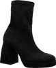 Modne zamszowe botki damskie na klocku czarne wiosenne Azali - Produkt Polski