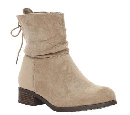Botki damskie płaskie zamszowe beżowe Jezzi 21BT35-4257