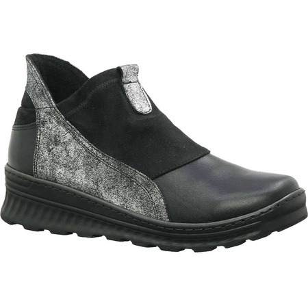 Półbuty czarne skórzane damskie ocieplane buty zimowe Gino Fabiani