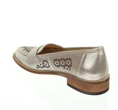 Płaskie czółenka damskie skórzane ażurowe Fabiani