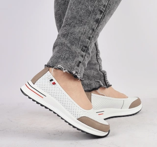 Skórzane czółenka damskie sportowe baleriny Jezzi