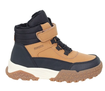 Musztardowe trzewiki dziecięce dla chłopca buty zimowe na rzepy