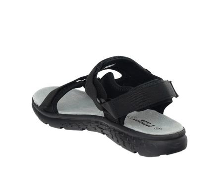 Czarne sandały męskie ze skórzaną wkładką na rzepy American Club