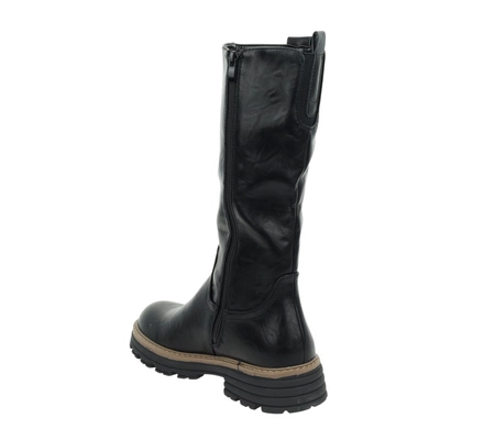 Czarne glany damskie ocieplane botki do połowy łydki Jezzi