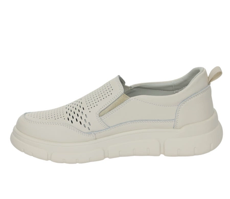 Lekkie beżowe półbuty damskie płaskie ze skóry naturalnej Jezzi