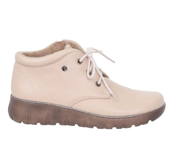 Jasne botki damskie skórzane komfortowe buty zimowe HELIOS
