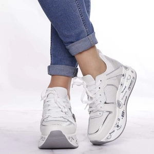 Białe adidasy damskie skórzane na platformie Jezzi