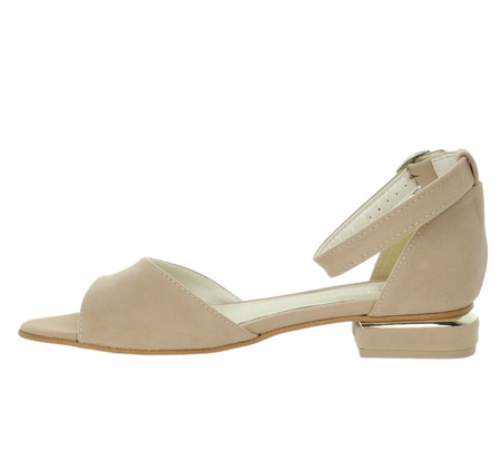 Eleganckie beżowe sandały płaskie z zakrytą piętą AZALI