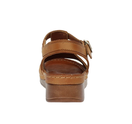 Brązowe skórzane sandały na komfortowej podeszwie Gino Fabiani