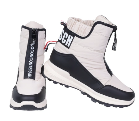 Jasne śniegowce damskie ciepłe buty zimowe na zamek NEWS