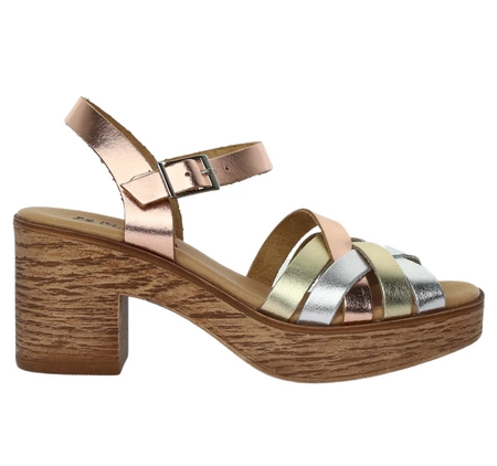 Eleganckie skórzane sandały na lekkiej platformie i klocku El Pimpi - Made in Spain