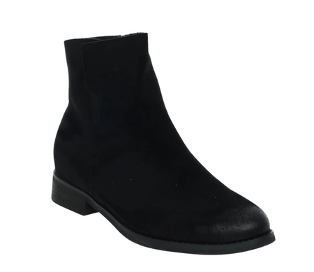 Klasyczne czarne botki damskie jesienne welurowe płaksie na zamek MILANO