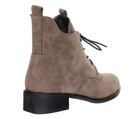 Zamszowe szare botki damskie płaskie ocieplane Gloria