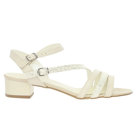 Skórzane sandały damskie na plaskim obcasie w kolorze ecri Polskie Gino Fabiani