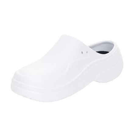Białe gumowe klapki damskie crocsy ogrodowe gumowce na lato American Club