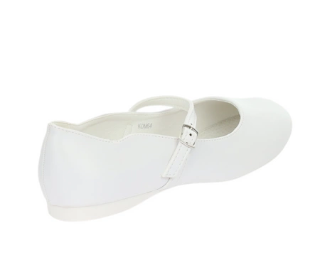 Białe czółenka dziewczęce baleriny z zapięciem komunijne American Club