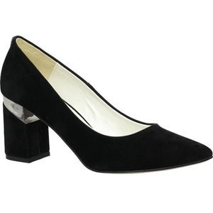 Czarne czółenka damskie zamszowe na słupku Massimo Lucchesi