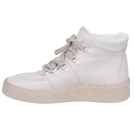 Jasne skórzane półbuty damskie zimowe ocieplane wełną sportowe Gino Fabiani