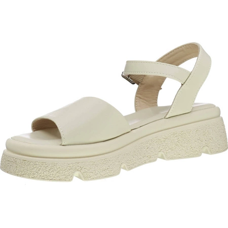 Beżowe sandały damskie na płaskiej ciężkiej podeszwie Jezzi