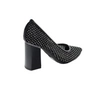 Czarne czółenka na obcasie siateczkowe z kryształkami transparentne VINCEZA