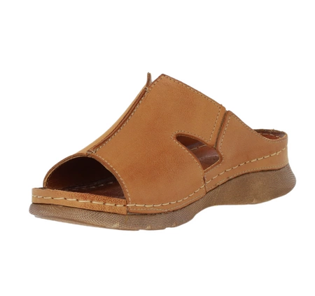 Komfortowe klapki damskie płaskie skórzane Gino Fabiani - Produkt Polski