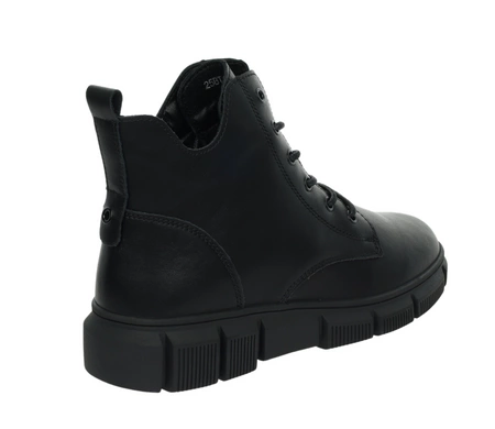 Czarne buty zimowe damskie ze skóry naturalnej trzewiki botki płaskie Jezzi