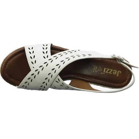 Modne sandały damskie białe na koturnie Jezzi