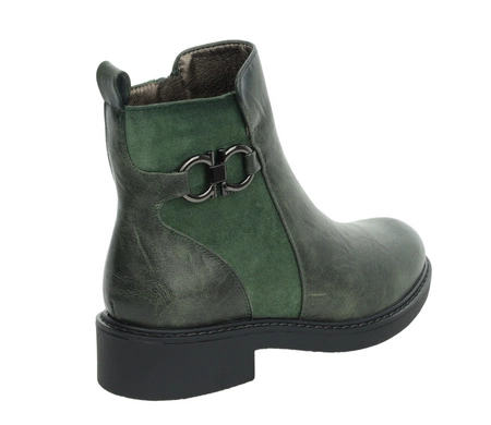 Zielone botki damskie płaskie eleganckie i wygodne Jezzi