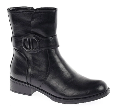 Komfortowe botki damskie płaskie czarne Jezzi