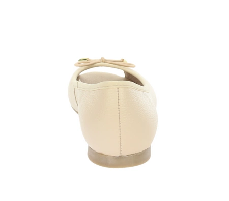 Beżowe baleriny damskie skórzane z odkrytymi palcami RYŁKO