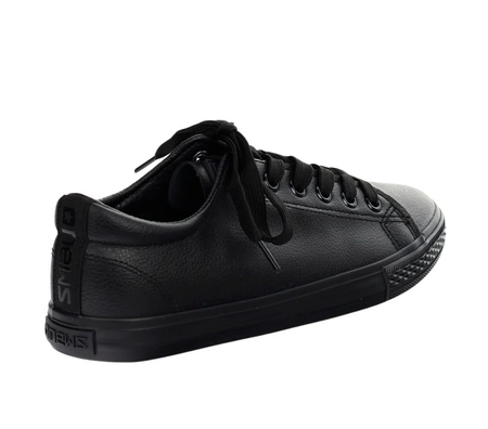 Całe czarne trampki skórzane damskie adidasy NEWS