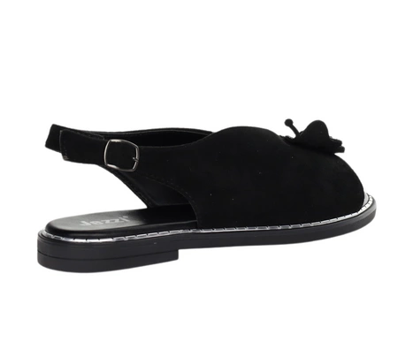 Modne sandały płaskie czarne zabudowane na szeroką stopę Jezzi