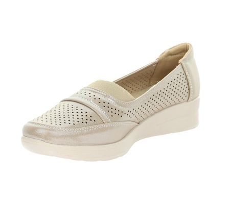 Beżowe komfortowe czółenka eleganckie płaskie UNISOFT