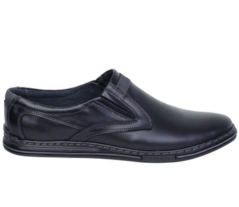 Męskie półbuty czarne skórzane wsuwane Activ