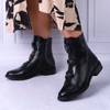 Czarne eleganckie i komfortowe botki damskie ocieplane na płaskim obcasie Jezzi