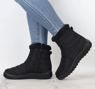Czarne śniegowce damskie botki termiczne kalosze Jezzi