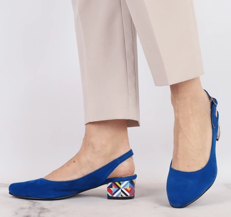 Chabrowe eleganckie sandały na niskim obcasie AZALI