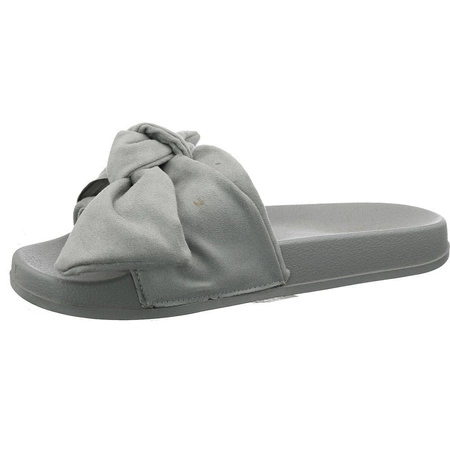 Szare klapki damskie z kokardą Haver
