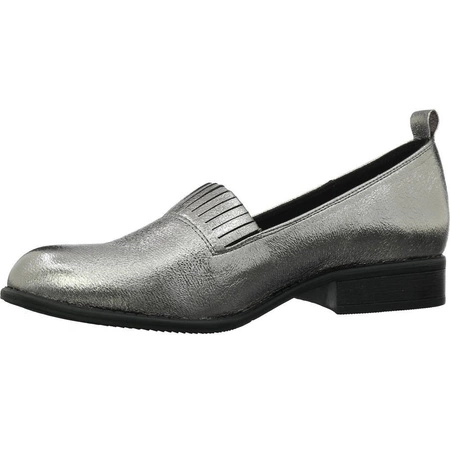 Srebrne półbuty damskie wsuwane płaskie Jezzi ASA142-28