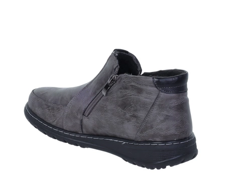 Szare trzewiki damskie zimowe buty ocieplane na zamek