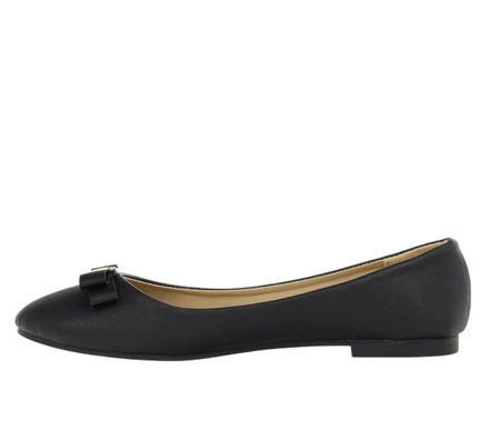 Czarne baleriny damskie z kokardką EVENTO