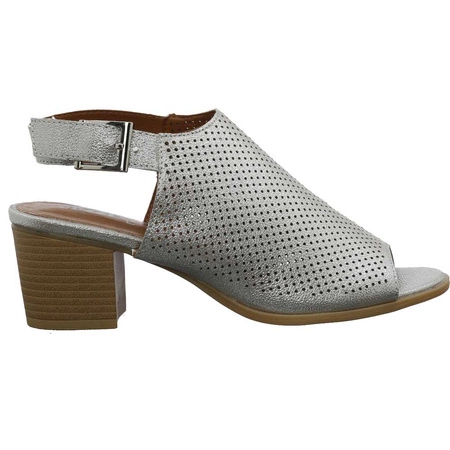 Sandały damskie na pobcasie peep-toe zabudowane Jezzi