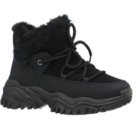 Czarne sneakersy damskie zimowe ocieplane Jezzi