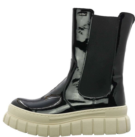 Lakierowane czarne botki skórzane na platformie Gino Fabiani 1651/5