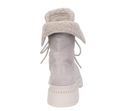 Skórzane botki damskie na grubej podeszwie ciepłe ocieplone wełną Polskie Gino Fabiani