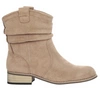 Beżowe botki damskie zamszowe płaskie saszki Jezzi