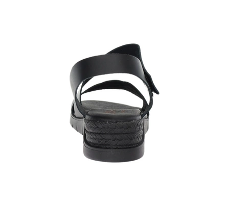 Czarne płaskie sandały damskie skórzane El Pimpi - Made in Spain