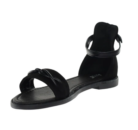 Czarne płaskie sandały z zakrytą piętą od Jezzi