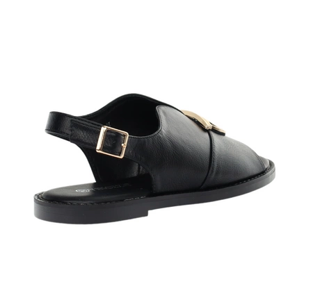 Czarne płaskie sandały damskie zabudowane VINCEZA