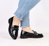 Czarne skórzane mokasyny damskie lakierowane lofersy eleganckie VINCEZA